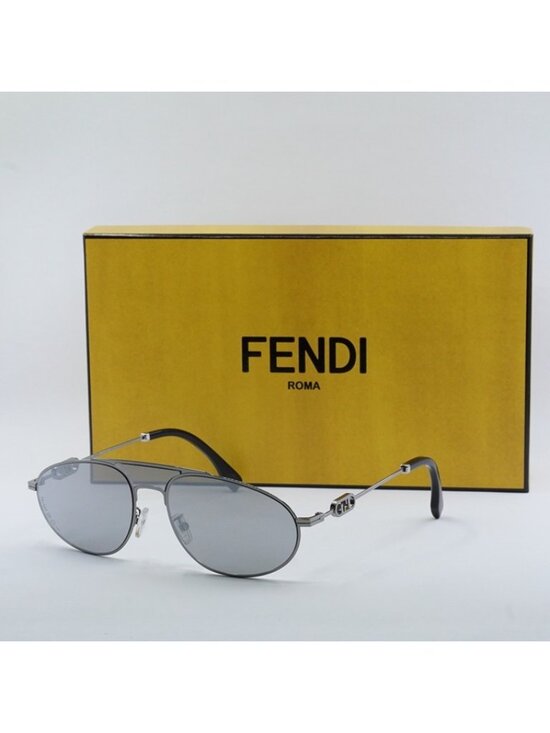 Fendi FE40072U 14C Sunglasses Light Ruthenium Aviator Frame, Silver Mirror Lense main image 8